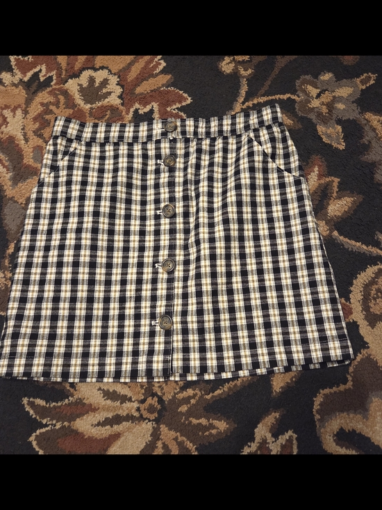 Hollister Dresses & Skirts - Hollister Navy and Cream Plaid Button-Front Mini Skirt